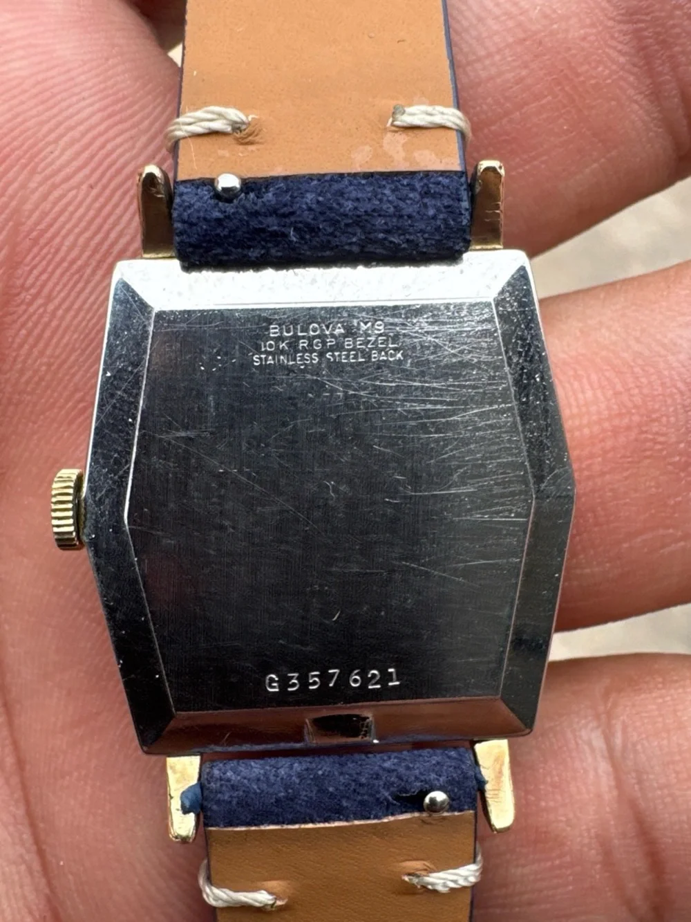 Bulova Gold and Blue Dial Vintage Manual Wind Rare Men's Watch